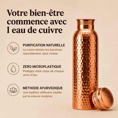 Gourde en Cuivre Pur 800 ml |Hydratez votre corps, nourrissez votre énergie.