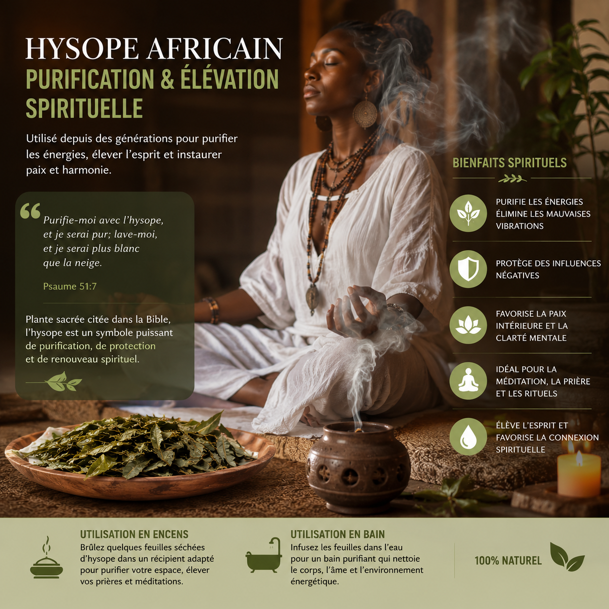 Feuille d'Hysope bain purification et déblocage
