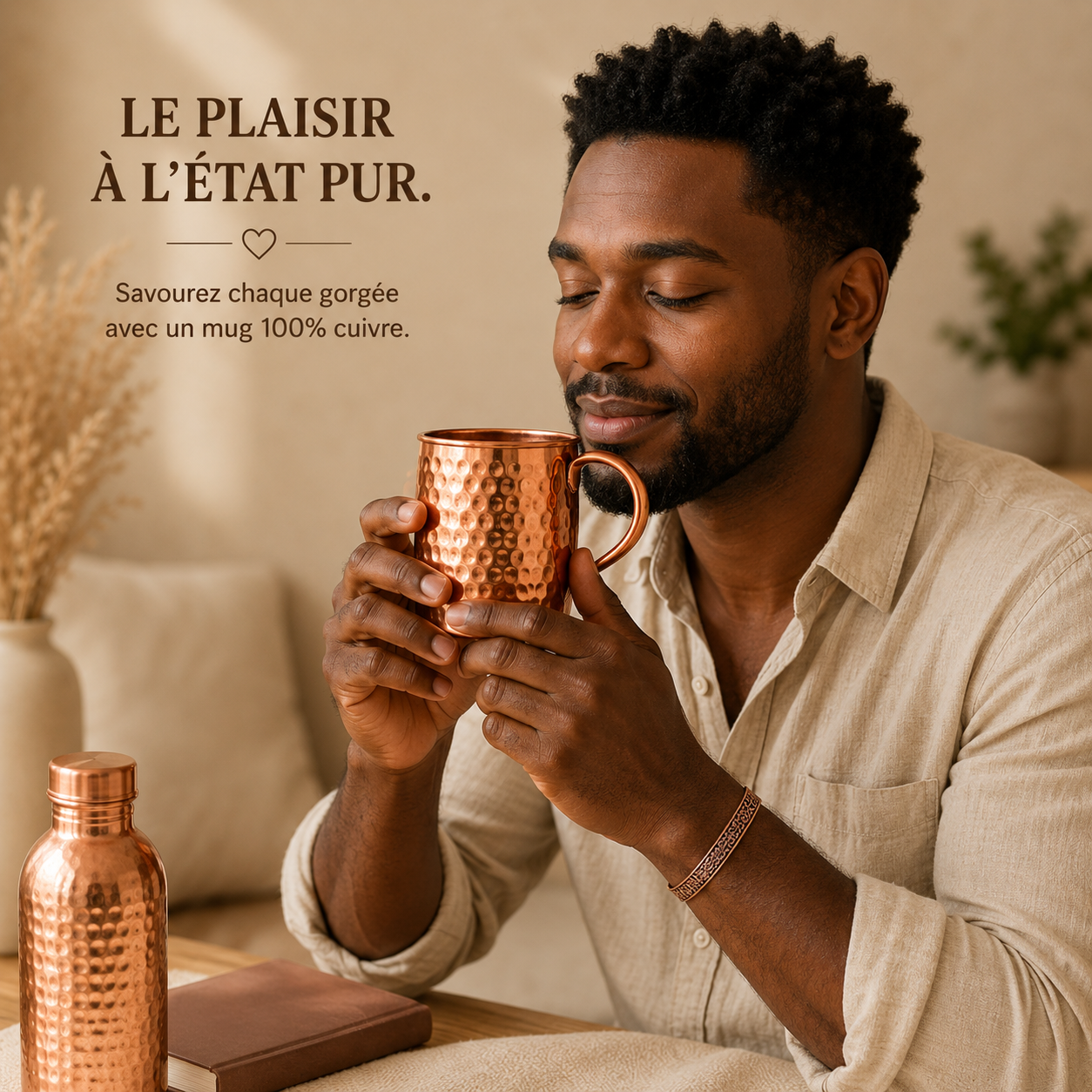 Mug en Cuivre Pur 99,9 % – Martelé à la Main