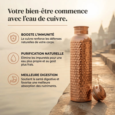 Gourde en Cuivre Pur 800 ml |Hydratez votre corps, nourrissez votre énergie.