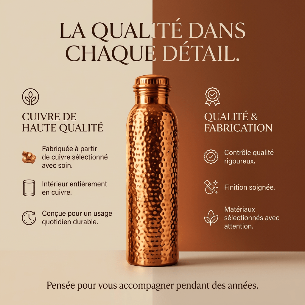Gourde en Cuivre Pur 800 ml |Hydratez votre corps, nourrissez votre énergie.