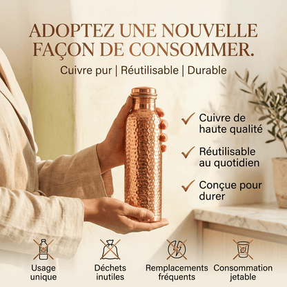 Gourde en Cuivre Pur 800 ml |Hydratez votre corps, nourrissez votre énergie.
